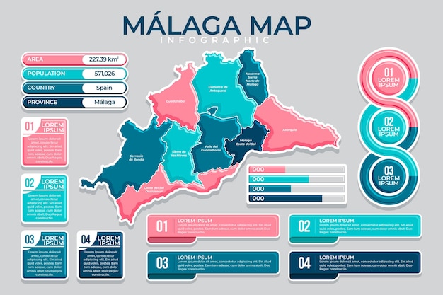 Vettore mappa di malaga design piatto