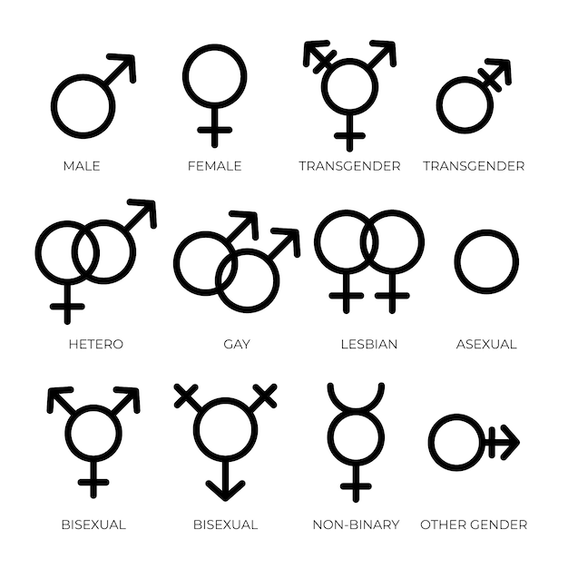 Flat design male female symbols