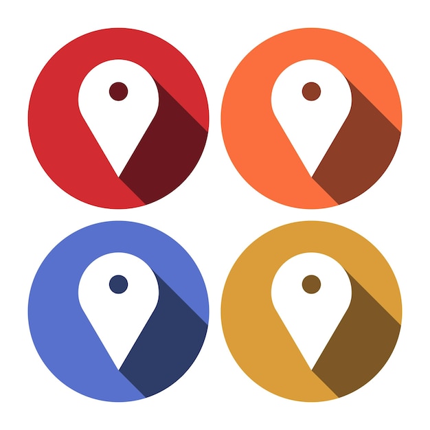 Vector flat design map marker icon with long shadow 10 eps