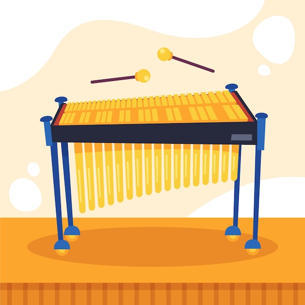 Illustrazione di marimba design piatto