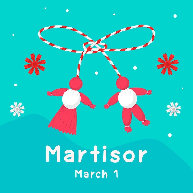 Flat design martisor march 1 illustration