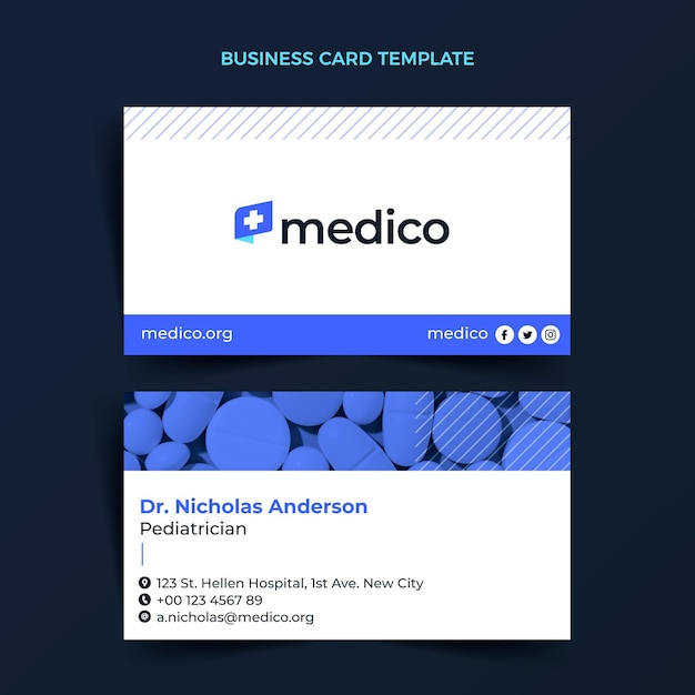 Flat design medical care horizontal business card