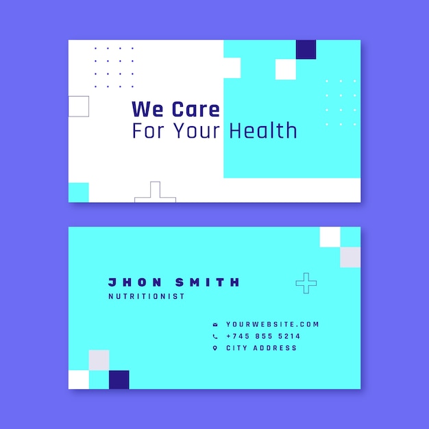 Flat design medical center horizontal business card