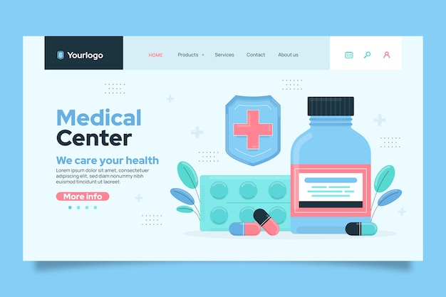 Vector flat design medical center landing page