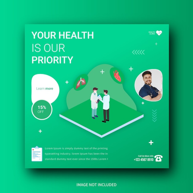 Vector flat design medical health social media post banner premium vector