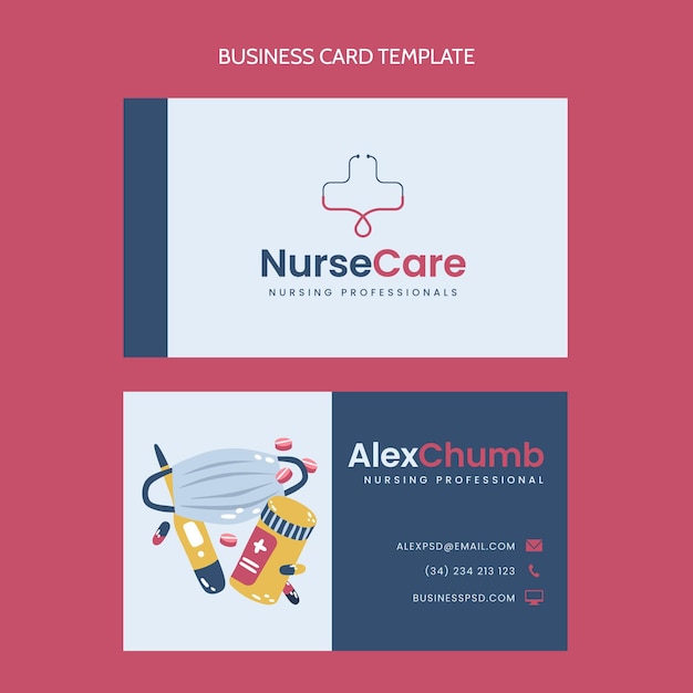 Flat design medical horizontal business card