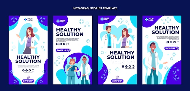 Vector flat design of medical ig stories