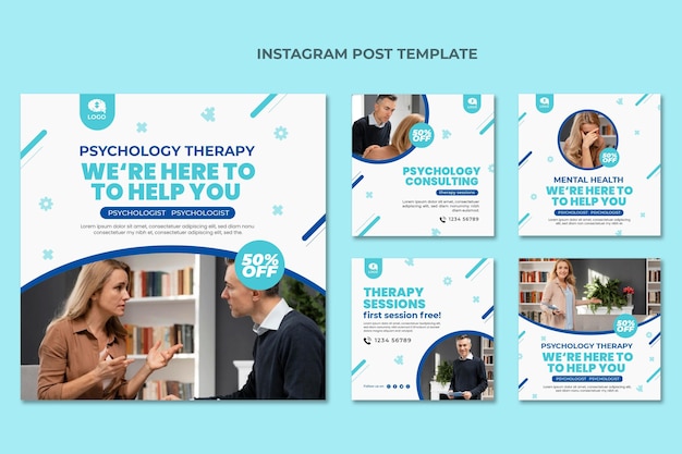 Flat design medical instagram post template