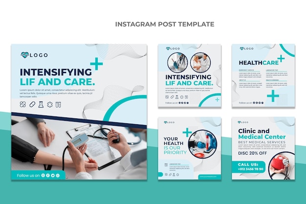 Vettore post di instagram medico design piatto