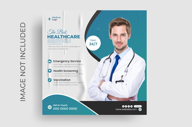 Flat design of medical instagram or social media post premium vector