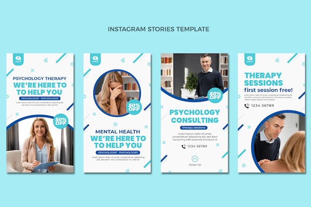 Flat design medical instagram stories template