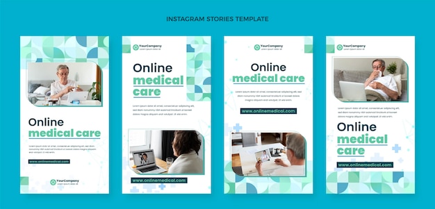 Flat design medical instagram stories template