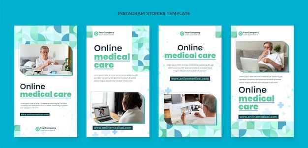 Modello di storie di instagram medico di design piatto