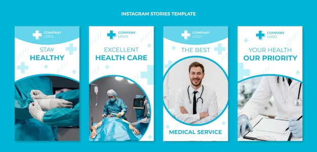 Vector flat design medical instagram stories