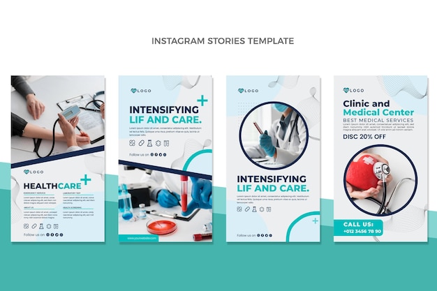 Flat design medical instagram stories