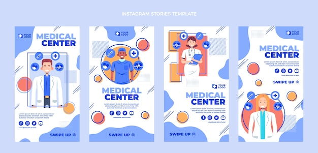 Vector flat design medical instagram stories