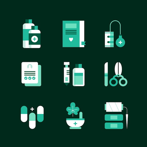 Vector flat design medical symbols