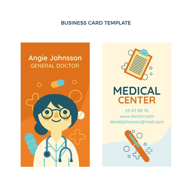 Flat design medical vertical business card