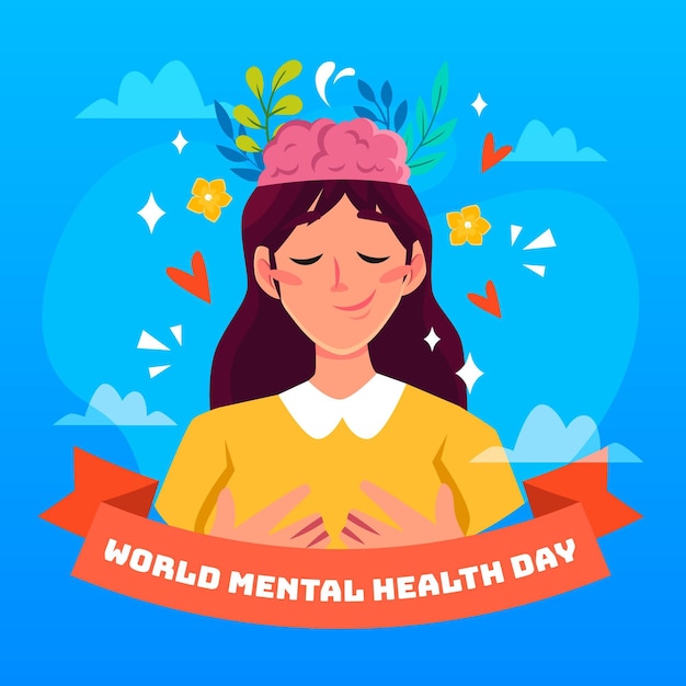 Flat design mental health day