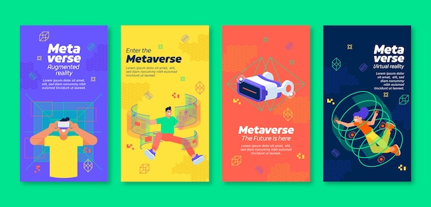 Flat design metaverse concept instagram stories