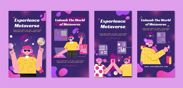 Flat design metaverse concept instagram stories