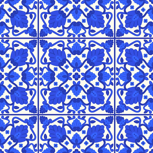 Vector flat design mexican talavera pattern