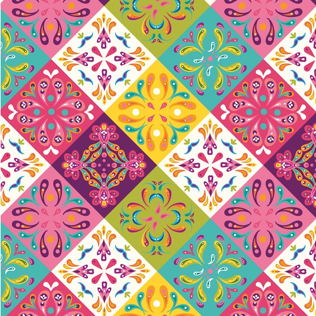 Flat design mexican talavera pattern