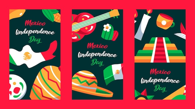 flat design mexico independece day stories collection