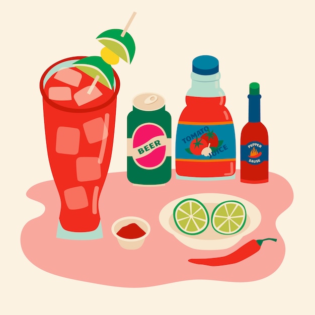 Vector flat design michelada illustration