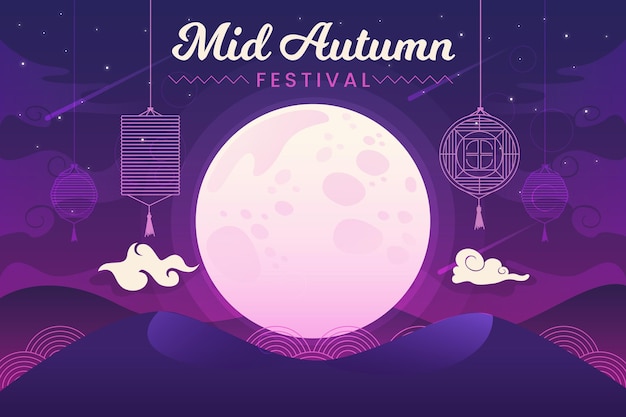 Flat design mid autumn festival concept