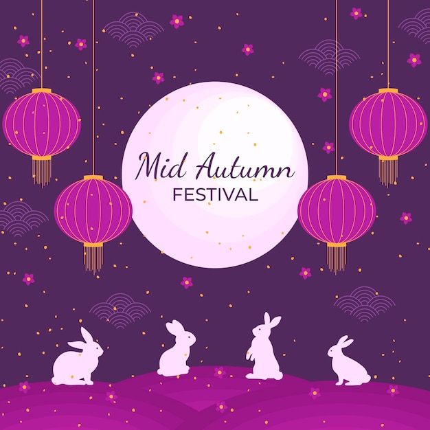 Vector flat design mid autumn festival concept