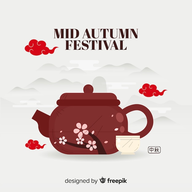 Flat design mid autumn festival