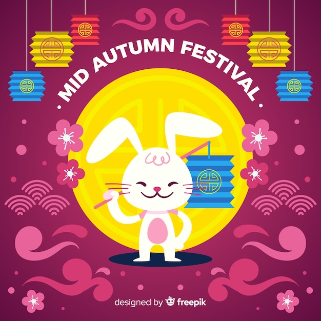 Flat design mid autumn festival