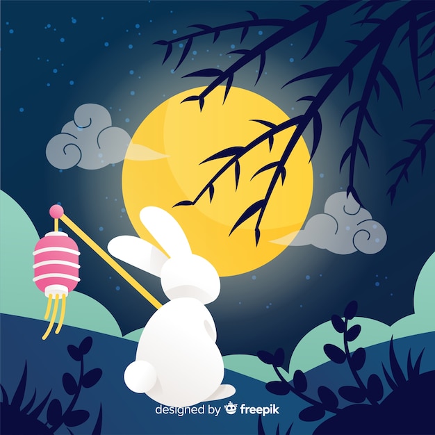 Vector flat design mid autumn festival