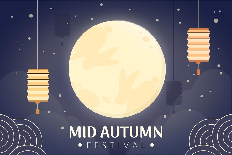 Vector flat design mid autumn festival