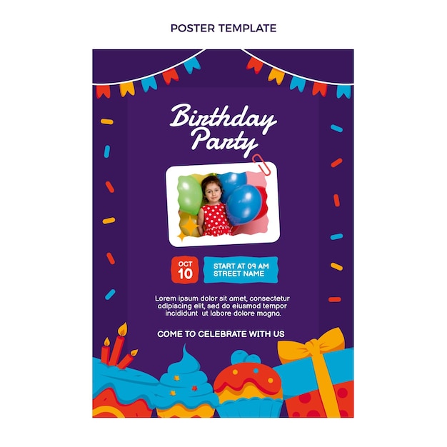 flat design minimal birthday poster