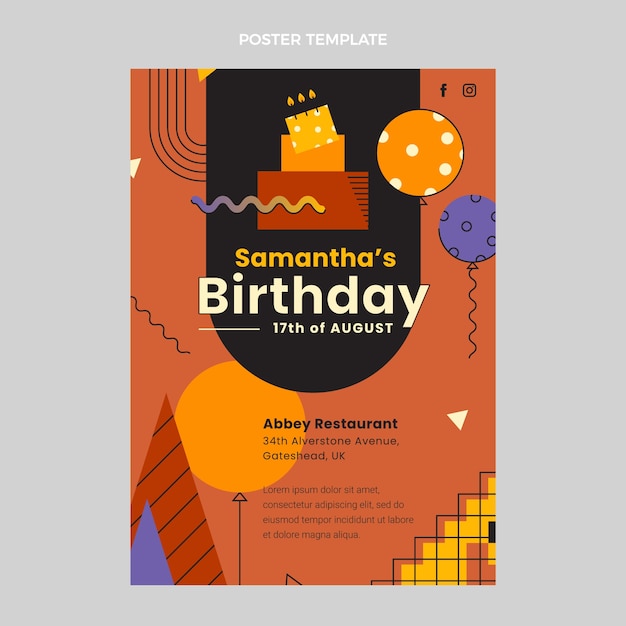 Vector flat design minimal birthday template