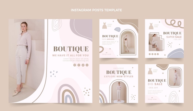 Vettore post di instagram boutique minimal design piatto