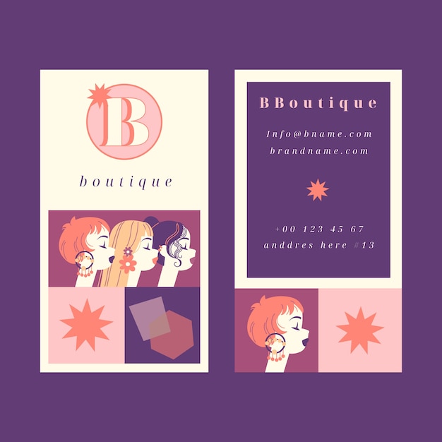 Flat design minimal boutique template  business card