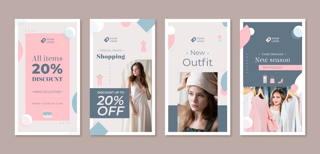 Vector flat design minimal boutique template instagram stories