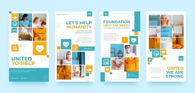 Flat design minimal charity event instagram stories