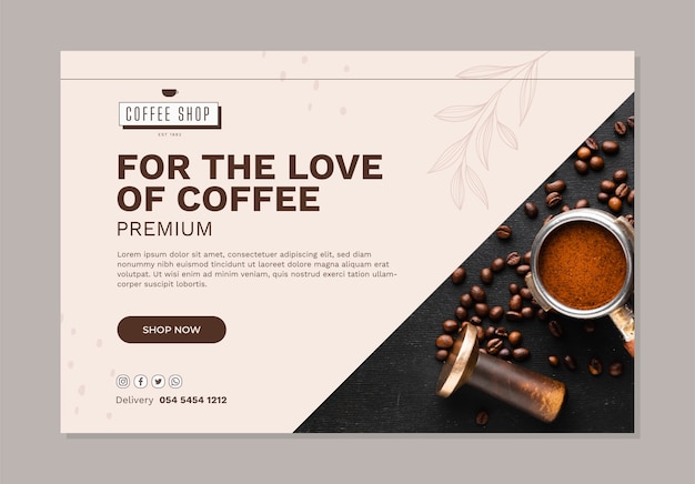 Vector flat design minimal coffee shop sale background