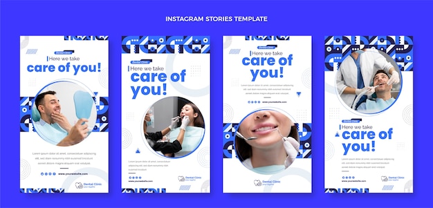 Vector flat design minimal dental clinic instagram stories