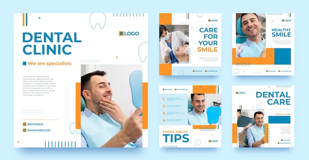 Vector flat design minimal dental clinic template