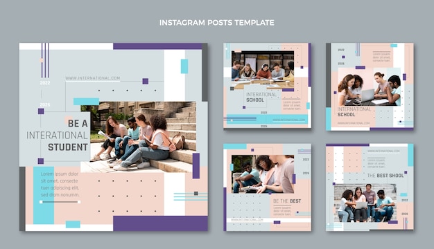 Vector flat design minimal international school instagram posts