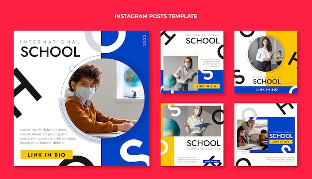 Vector flat design minimal international school template