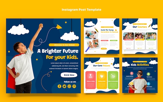 Vector flat design minimal international school template