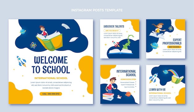 Flat design minimal international school template