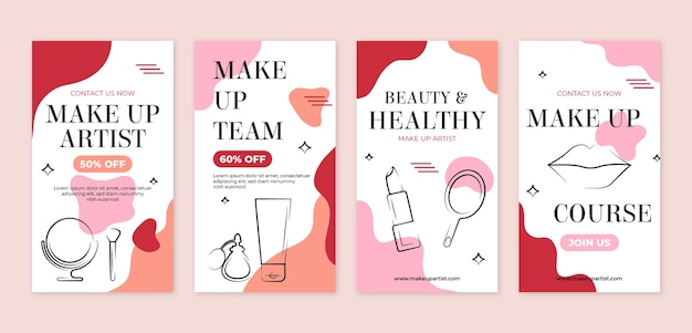 Flat design minimal makeup artist instagram stories