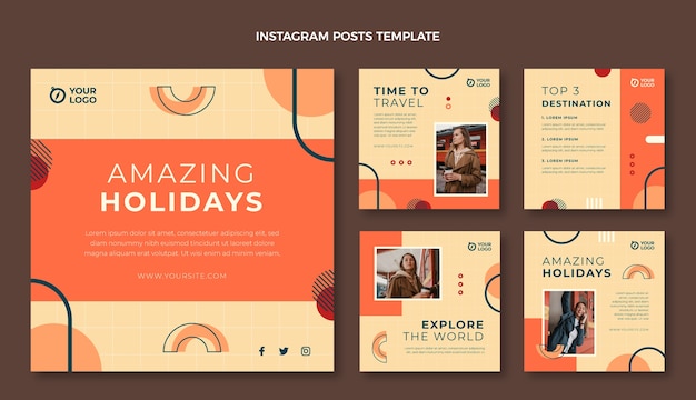 Post di instagram con tecnologia minimale dal design piatto